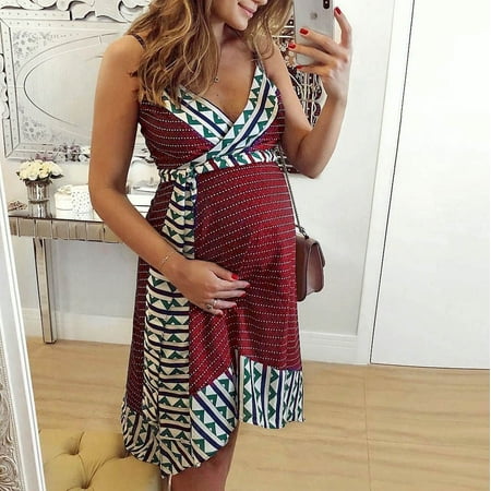 Tangnade pregnant costumes for women maternity dress Women Pregnant Maternity Nursing Stripe Breastfeeding Summer Backless Dress