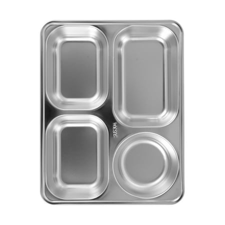 1pc Sub-grid Plate Thickened Stainless Steel Plate Square Fruit Snack Plate