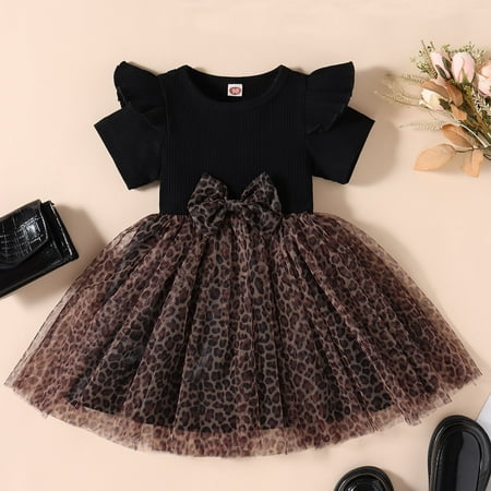 Toddler Girls Short Sleeve Bowknot Dresses Kids Leopard Printed Tulle Princess Dress
Toddler Girls Short Sleeve Bowknot Dresses Kids Leopard Printed Tulle Princess Dress