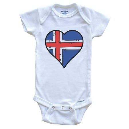 Iceland Heart Icelandic Flag Baby Bodysuit