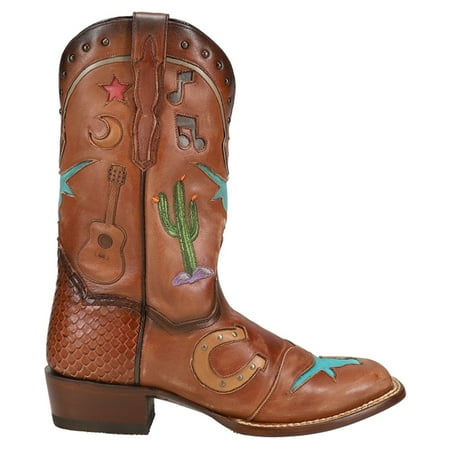 Dan Post Boots Womens Western Dream Tooled-Inlay Boots Mid Calf Low Heel 1-2