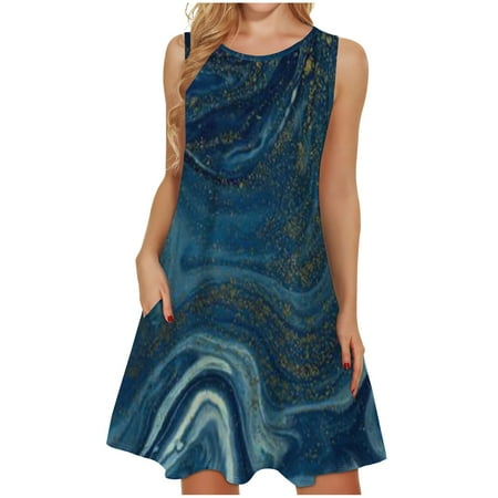 Womens Dresses Bohemian Summer Crew Neck Sleeveless Beach Dress Casual Pocket Pleat Mid Sundress
Womens Dresses Bohemian Summer Crew Neck Sleeveless Beach Dress Casual Pocket Pleat Mid Sundress