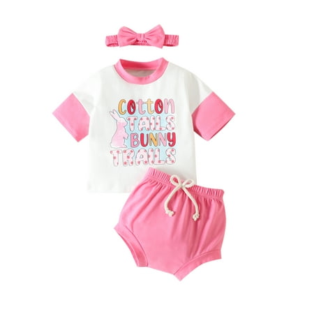 aturustex Baby Girls Easter Outfits Carrot Bunny Print Short Sleeve T-shirt + Solid Stretchy Shorts + Headband Summer Casual Clothes Set 3Pcs 0-24M
aturustex Baby Girls Easter Outfits Carrot Bunny Print Short Sleeve T-shirt + Solid Stretchy Shorts + Headband Summer Casual Clothes Set 3Pcs 0-24M