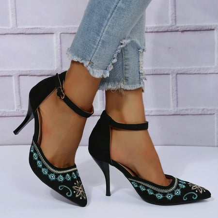 Womens Ankle Strap Stiletto Stiletto Heel Shoes Prom Wedding Dress Pumps with Floral Embroidery
Womens Ankle Strap Stiletto Stiletto Heel Shoes Prom Wedding Dress Pumps with Floral Embroidery