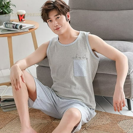 QWZNDZGR Summer Men Pyjamas 100%Cotton Striped Pajamas Set Casual Sleeveless Sleepwear Pyjamas Night Suits Pijamas Plus Size 4XL Home PJ
QWZNDZGR Summer Men Pyjamas 100%Cotton Striped Pajamas Set Casual Sleeveless Sleepwear Pyjamas Night Suits Pijamas Plus Size 4XL Home PJ