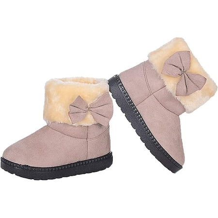Baby s Girl s Toddler Fashion Cute Bowknot Fur Lining Princess Warm Snow Boots