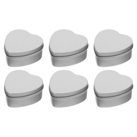 FRCOLOR 6pcs Candle Tins Tinplate Candle Containers Heart-shaped Candle Jars Silver