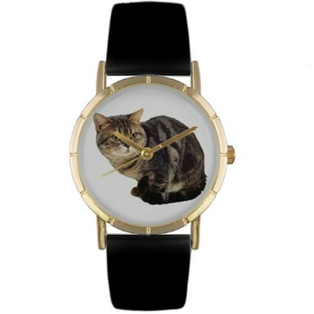 Whimsical Watches Unisex Bombay Cat Photo Watch with Black Leather