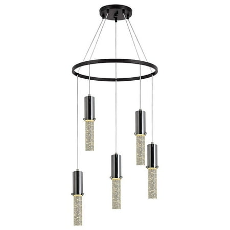 Woodbridge Lighting Pixie 5-Light Glass Chandelier in Chrome/Bronze