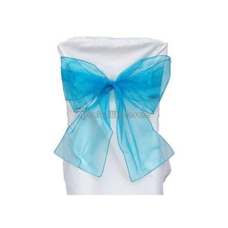 9 x 10 Ft Organza Chair Bows/Sashes Turquoise(12 pieces)