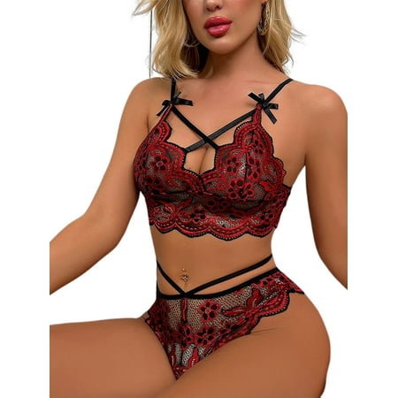 Grianlook Women Bralette And Panty Sets Deep V Neck Underwear Babydoll Lingerie Set Gift Outfits Bow Sleepwear Wine Red M
Grianlook Women Bralette And Panty Sets Deep V Neck Underwear Babydoll Lingerie Set Gift Outfits Bow Sleepwear Wine Red M