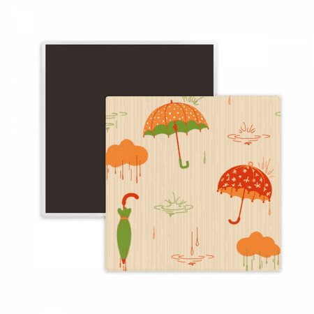 Cloud Umbrella Rain Drip Weather Square Ceracs Fridge Magnet Keepsake Memento