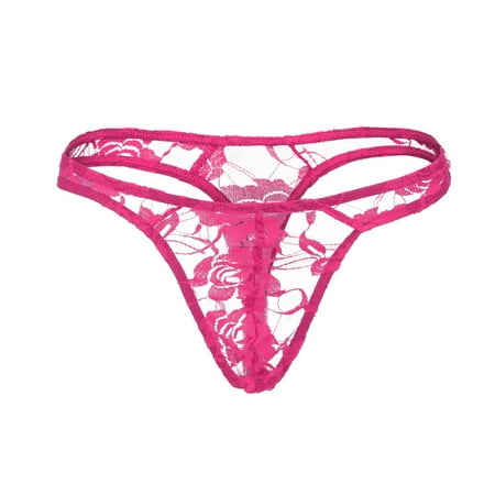 

OVTICZA Low Rise Stretch G-String Thongs for Women Sexy Lace Tangas T-Back Panties Underwear Free Hot Pink