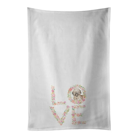 Briard #7 LOVE White Kitchen Towel Set of 2 19 in x 28 in