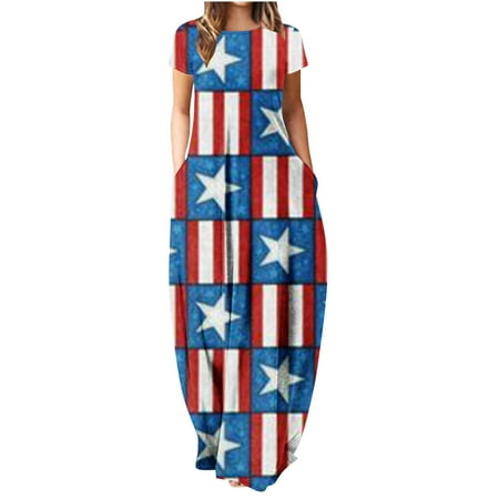 Women Independence Day Print Crewneck Short Sleeve Dresses 2023 Summer Casual Loose Dresses Lightweight Comfort Pajamas Dresses with Pocket
Women Independence Day Print Crewneck Short Sleeve Dresses 2023 Summer Casual Loose Dresses Lightweight Comfort Pajamas Dresses with Pocket