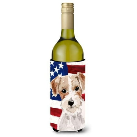 Wire Hair Jack Russell Patriotic Wine Bottle Beverge Insulator Hugger