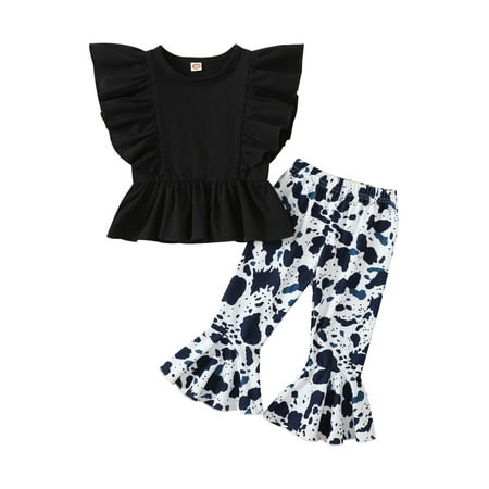 Vigorbear Summer Kids Girls Outfits Ruffled Summer Fly Sleeve T-shirt and Cow Print Stretch Casual Flared Pants Set
Vigorbear Summer Kids Girls Outfits Ruffled Summer Fly Sleeve T-shirt and Cow Print Stretch Casual Flared Pants Set