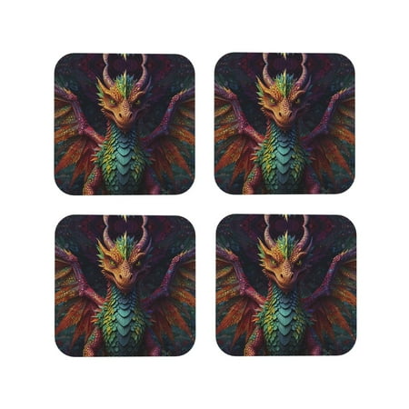 Coasters Set of 4 - Whimsical Dragon Color Cool Drink Coasters for Tabletop Protection Leather Coasters for Living Room Decor and Housewarming Gift Square
Coasters Set of 4 - Whimsical Dragon Color Cool Drink Coasters for Tabletop Protection Leather Coasters for Living Room Decor and Housewarming Gift Square