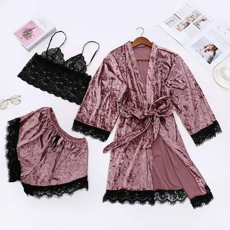 LINMOUA Women s Fashion Casual Sexy Black Lace Three Piece Sexy Home Pajama Set
LINMOUA Women s Fashion Casual Sexy Black Lace Three Piece Sexy Home Pajama Set