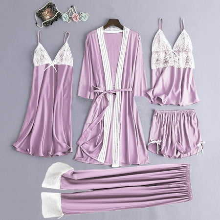 Pxiakgy lingerie for women 5PC Women Satin Lace Camisole Trousers Shorts Nightdress Robe Pajamas Lingerie Purple + 3XL
Pxiakgy lingerie for women 5PC Women Satin Lace Camisole Trousers Shorts Nightdress Robe Pajamas Lingerie Purple + 3XL