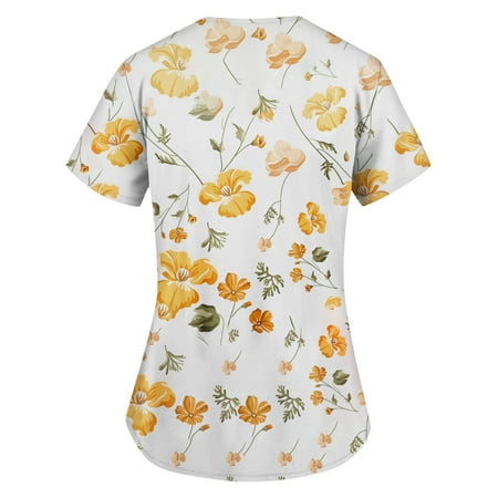 Sksloeg Print Scrub Tops for Women Flower Printed Top Comfortable Easy Workwear V-Neck Short Sleeve Scrub Top with Pockets Yellow XL
Sksloeg Print Scrub Tops for Women Flower Printed Top Comfortable Easy Workwear V-Neck Short Sleeve Scrub Top with Pockets Yellow XL