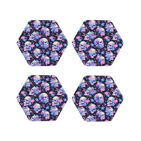 Junzan cool flower Skull Print Coasters for Drinks - Leather Coasters Set of 4 for Coffee Table for Housewarming/Kitchen/Bar/Decor-Hexagon
Junzan cool flower Skull Print Coasters for Drinks - Leather Coasters Set of 4 for Coffee Table for Housewarming/Kitchen/Bar/Decor-Hexagon