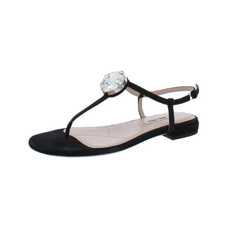 Miu Miu Women s Leather Embellished T-Strap Slingback Sandals
