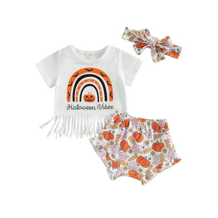 GXFC Baby Girls Halloween Outfits Clothes 6M 12M 18M 24M Infant Girls Short Sleeve Tassel Letter Print T-Shirt Tops and Elastic Shorts and Headband 3Phemed Clothing Costume for Newborn Girls
GXFC Baby Girls Halloween Outfits Clothes 6M 12M 18M 24M Infant Girls Short Sleeve Tassel Letter Print T-Shirt Tops and Elastic Shorts and Headband 3Phemed Clothing Costume for Newborn Girls