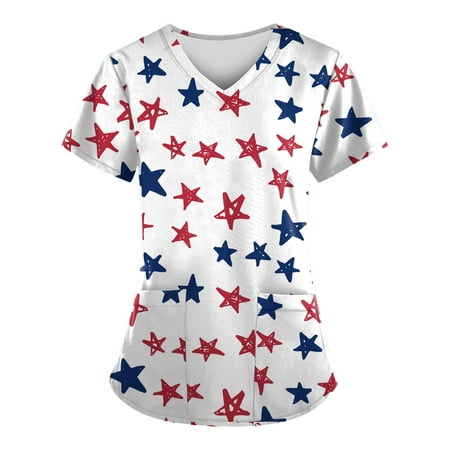 Sksloeg Scrub Tops Women Stretchy Clearance American Flag Star Print Patriotic Top Comfort Scrubs Women s V-Neck Workwear Short Sleeve Shirts Nursing Working Uniform Red S
Sksloeg Scrub Tops Women Stretchy Clearance American Flag Star Print Patriotic Top Comfort Scrubs Women s V-Neck Workwear Short Sleeve Shirts Nursing Working Uniform Red S