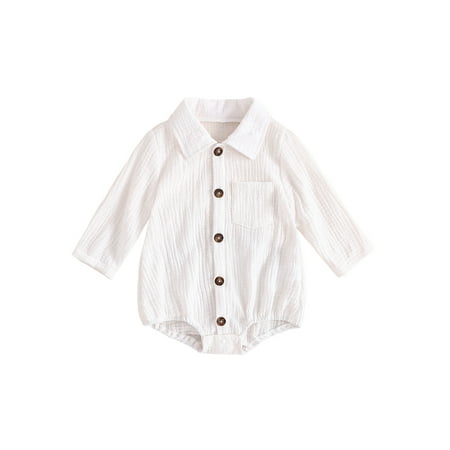 Infant Baby Girls Boys Gentlemen Romper Soft Cotton Formal Dress Shirt Bodysuit Long Sleeve Button Jumpsuit Fall Clothes
Infant Baby Girls Boys Gentlemen Romper Soft Cotton Formal Dress Shirt Bodysuit Long Sleeve Button Jumpsuit Fall Clothes