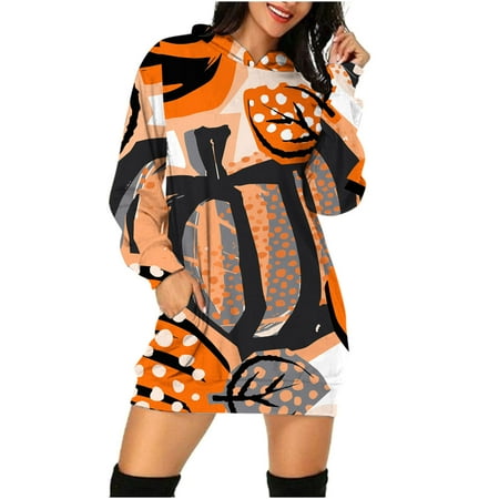 Women Pumpkin Printed Plus Size Hoodies Dress Casual Long Sleeve Hooded Tunic Dress Halloween Oversized Plus Size Loose Fit Pockets Sweatshirt Knee Length Dresses
Women Pumpkin Printed Plus Size Hoodies Dress Casual Long Sleeve Hooded Tunic Dress Halloween Oversized Plus Size Loose Fit Pockets Sweatshirt Knee Length Dresses