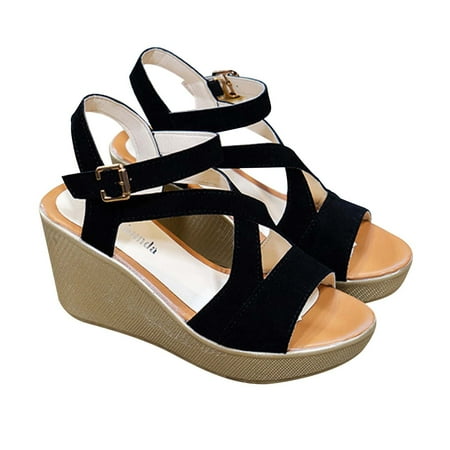 Lhked Women s New Fashion Wedge High Heels Buckle Flock Sandals Shoes Summer Comfort Sandals Mother s Day Gifts& Black
Lhked Women s New Fashion Wedge High Heels Buckle Flock Sandals Shoes Summer Comfort Sandals Mother s Day Gifts& Black