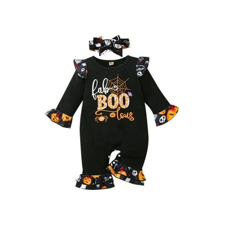 My First Halloween Baby Girl Outfit Infant Long Sleeve Jumpsuit Ghost Romper Pumpkin Ruffle Onesie Bodysuit with Hairband
My First Halloween Baby Girl Outfit Infant Long Sleeve Jumpsuit Ghost Romper Pumpkin Ruffle Onesie Bodysuit with Hairband