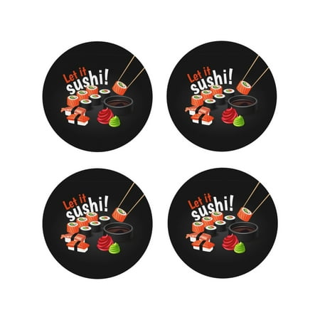 Coasters Set of 4 - Sushi (2) Drink Coasters for Tabletop Protection Leather Coasters for Living Room Decor and Housewarming Gift Round Shape
Coasters Set of 4 - Sushi (2) Drink Coasters for Tabletop Protection Leather Coasters for Living Room Decor and Housewarming Gift Round Shape