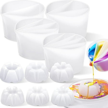10Pcs Paint Pour Cup 2-5 Channels Split Cups 5-10 Flower Pour Cup Silicone Paint Pour Cup for Paint Pouring Fluid Pour
10Pcs Paint Pour Cup 2-5 Channels Split Cups 5-10 Flower Pour Cup Silicone Paint Pour Cup for Paint Pouring Fluid Pour