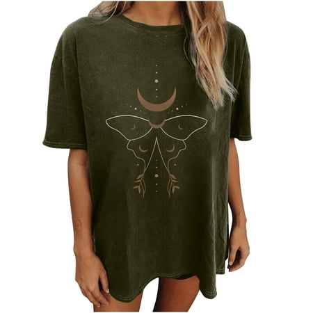 Womens Tops Oversized T Shirts for Women Women s Vintage Drop Sleeves Skull Sun Moon Print Short Sleeve Tops Blouse Backless Top Savings Clearance Deals White Crop Top Green M
Womens Tops Oversized T Shirts for Women Women s Vintage Drop Sleeves Skull Sun Moon Print Short Sleeve Tops Blouse Backless Top Savings Clearance Deals White Crop Top Green M