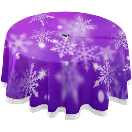 

Hyjoy 60 Violet Christmas Snowflake Round Tablecloth Waterproof Round Table Cloths with Umbrella Hole and Zipper Party Patio Table Covers for Outdoor Backyard /BBQ/Picnic