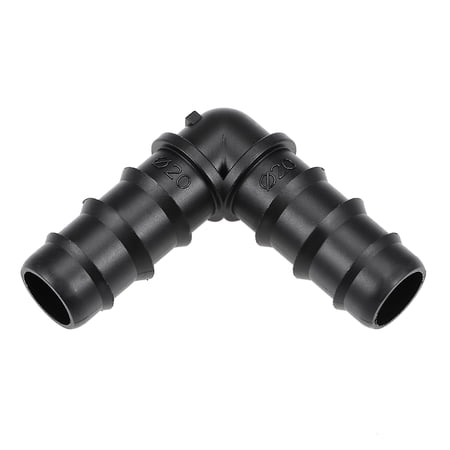 Barb Drip Pipe Connector 20PE Hose Fitting 90 Degree Angle for Garden Agricultural Irrigation System, Plastic 20pc