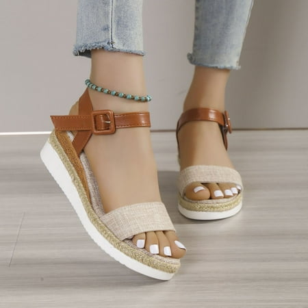 Josdec Womens Shoes Clearance Plus-size One-line Buckle Solid Color Sandals Platform Straw Wedges
Josdec Womens Shoes Clearance Plus-size One-line Buckle Solid Color Sandals Platform Straw Wedges