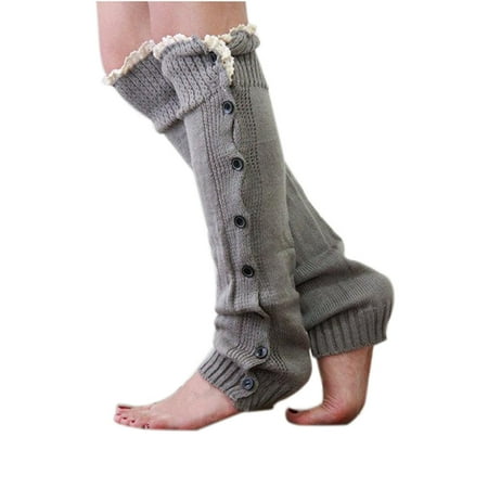 OUNONA Pair of Women Lady Knee High Knit Button Crochet Lace Trim Leg Warmers Socks (Light Grey)
OUNONA Pair of Women Lady Knee High Knit Button Crochet Lace Trim Leg Warmers Socks (Light Grey)