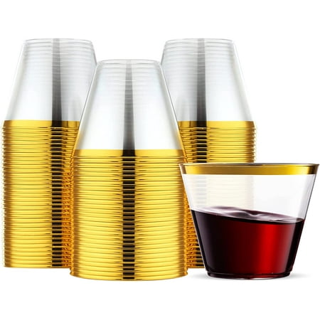 9 oz Gold Plastic Party Cups 100 Pack Clear Plastic Cups 9 Ounce Hard Disposable Cups Plastic Wine Cups With Gold Rim
9 oz Gold Plastic Party Cups 100 Pack Clear Plastic Cups 9 Ounce Hard Disposable Cups Plastic Wine Cups With Gold Rim