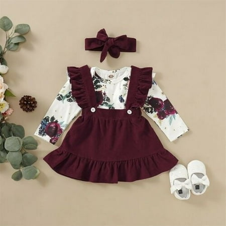 Baby Girl Long Sleeve Floral Romper Jumpsuit Strap Skirts Dress Headband Clothes Set 3PCS Outfit 0-24 Months
Baby Girl Long Sleeve Floral Romper Jumpsuit Strap Skirts Dress Headband Clothes Set 3PCS Outfit 0-24 Months