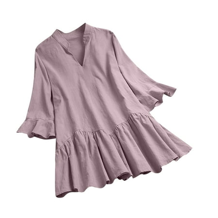 Womens Summer Tops 2023 Women s Fashion Solid Color T-shirt Trumpet Sleeve Short Sleeves Blouse V-Neck Casual Tops Maternity Blouses Pink XL
Womens Summer Tops 2023 Women s Fashion Solid Color T-shirt Trumpet Sleeve Short Sleeves Blouse V-Neck Casual Tops Maternity Blouses Pink XL