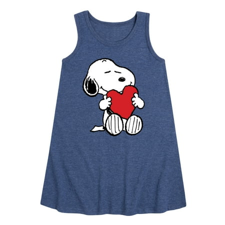 Peanuts - Valentine s Hugging Heart - Toddler and Youth Girls A-line Dress