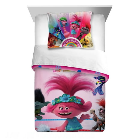 Trolls 2 World Tour 2-Piece Comforter and Sham Set, Kids Bedding, Twin/Full