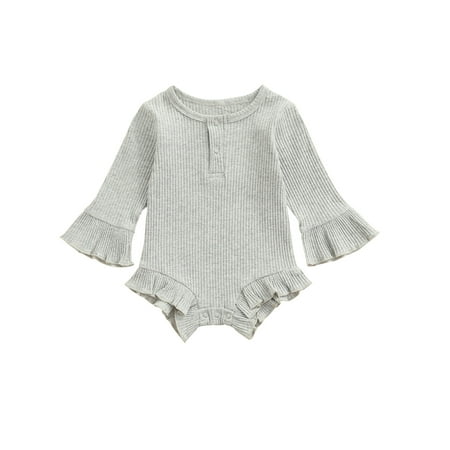 Sunisery Newborn Infant Baby Girls Rompers Long Sleeve Ruffle Knitted Jumpsuit Autumn Spring Clothes Gray 3-6 Months
Sunisery Newborn Infant Baby Girls Rompers Long Sleeve Ruffle Knitted Jumpsuit Autumn Spring Clothes Gray 3-6 Months