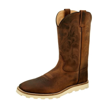 Old West Western Boots Mens Leather Pull Tabs 9 7.5 D Brown BSM1904