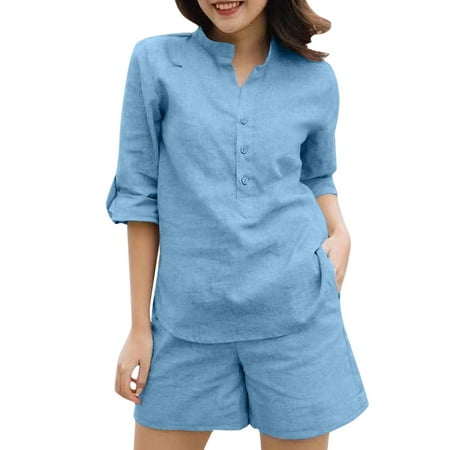 ZHAGHMIN Women’S Fashion Two Piece Short Set Slim Fit Women S Two Piece Outfits Summer Half Sleeve Oversized Top And Elastic Shorts Pants Set Casual Tracksuit Lapel T Shirt Pants Set Suit Maternity
ZHAGHMIN Women’S Fashion Two Piece Short Set Slim Fit Women S Two Piece Outfits Summer Half Sleeve Oversized Top And Elastic Shorts Pants Set Casual Tracksuit Lapel T Shirt Pants Set Suit Maternity