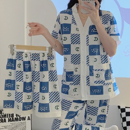 PIKADINGNIS 3PCS Pajama Sets Women Short Sleeve Thin Cotton Loose Breathable Soft Oversized Womens Korean Style Home Clothing Comfortable
PIKADINGNIS 3PCS Pajama Sets Women Short Sleeve Thin Cotton Loose Breathable Soft Oversized Womens Korean Style Home Clothing Comfortable