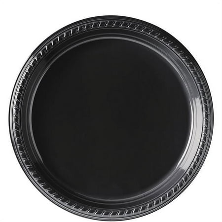 10.25 in. Round Plastic Plate Black - Pack of 500